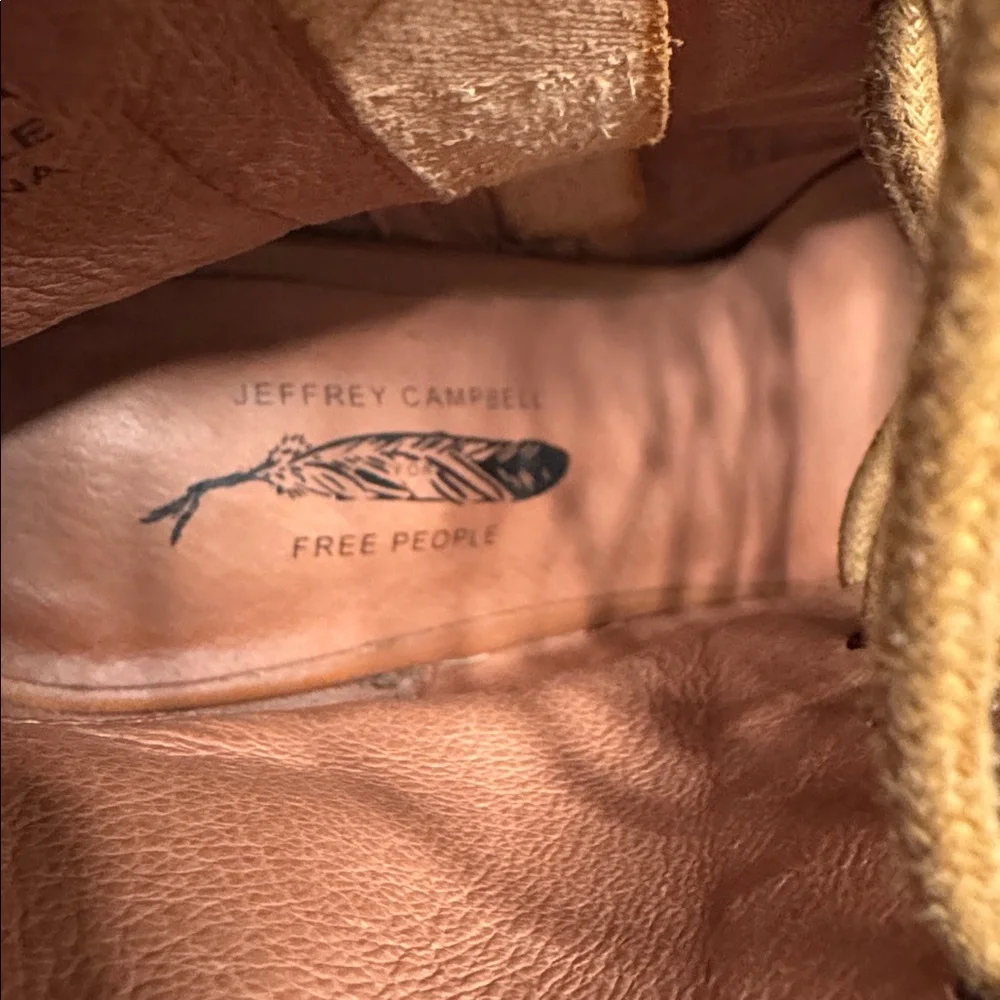 Jeffrey Campbell x Free People Palermo Heel Ankle Boots Tan 8.5 Open Toe Lace Up - Picture 6 of 8